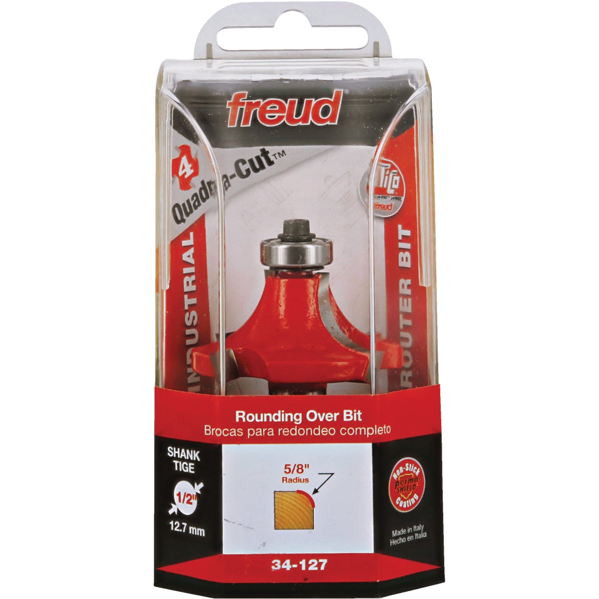 Freud 5/8 In. x 7/8 In. Quadra-Cut Rounding Over Bit with 1/2 In. Shank