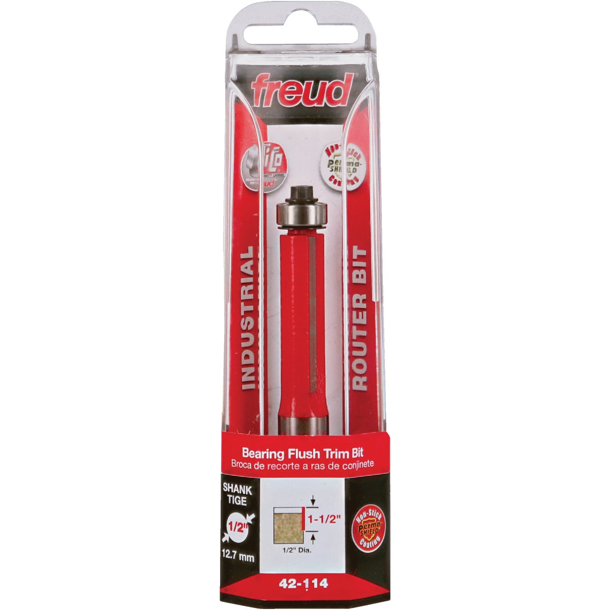 Freud 1/2 In. x 1-1/2 In. 2-Cutter Flush Trim Router Bit