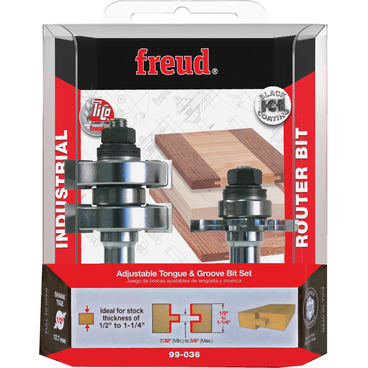 Freud 1-3/4 In. Adjustable Tongue & Groove Router Bit Set