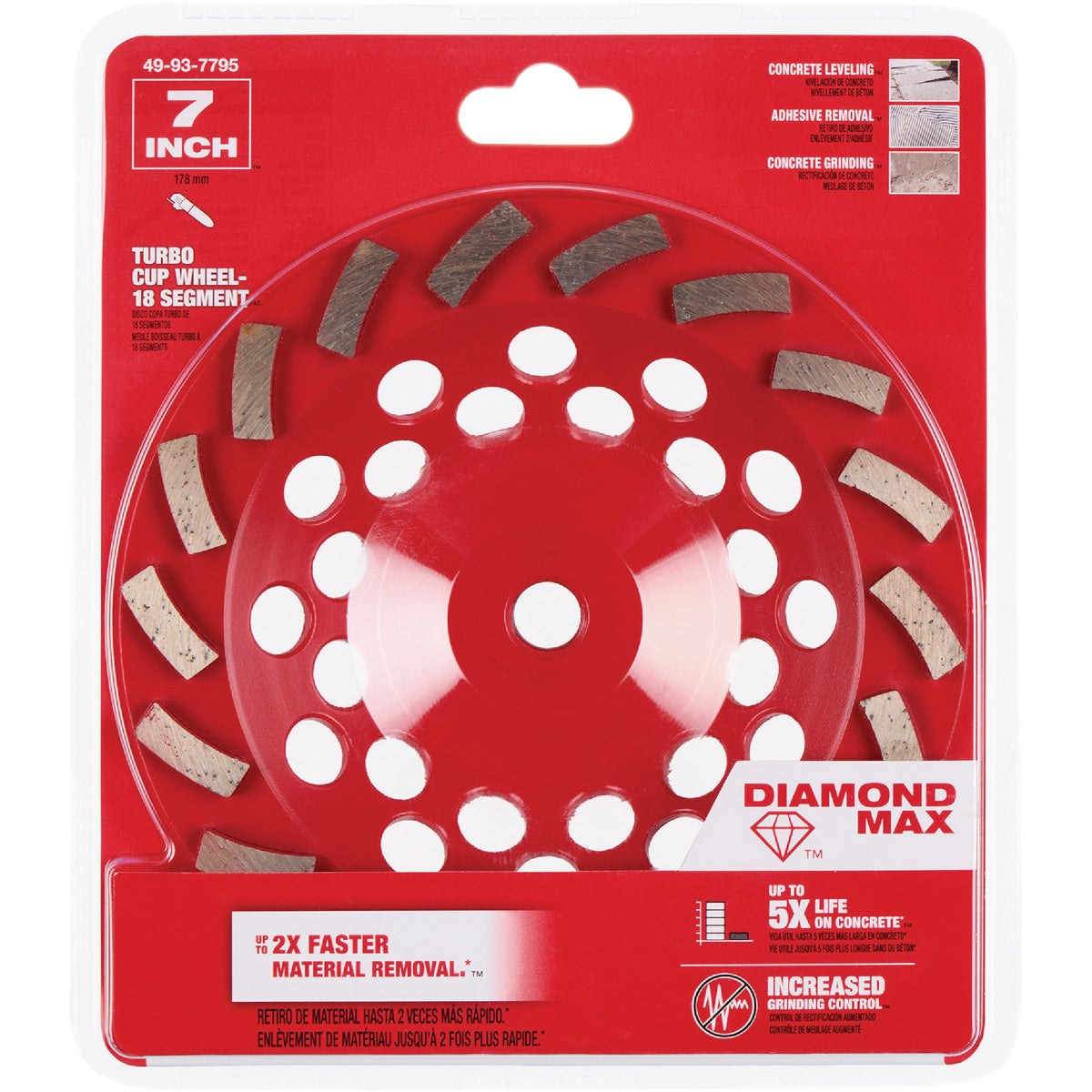 Milwaukee DIAMOND MAX 7 In. Segmented Turbo Rim Diamond Cup Wheel Image 6