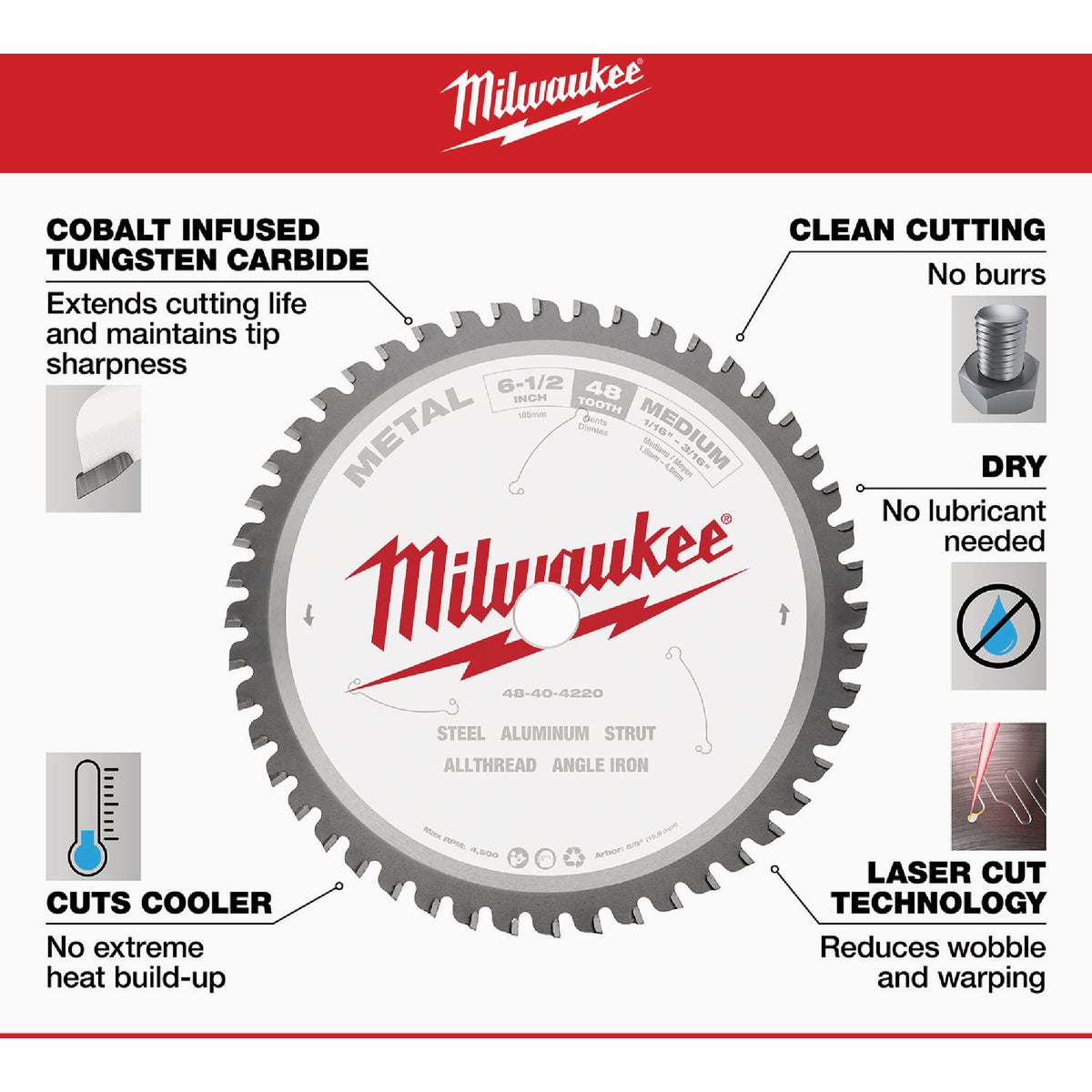 Milwaukee 6-1/2 In. 48-Tooth Metal Circular Saw Blade Image 4