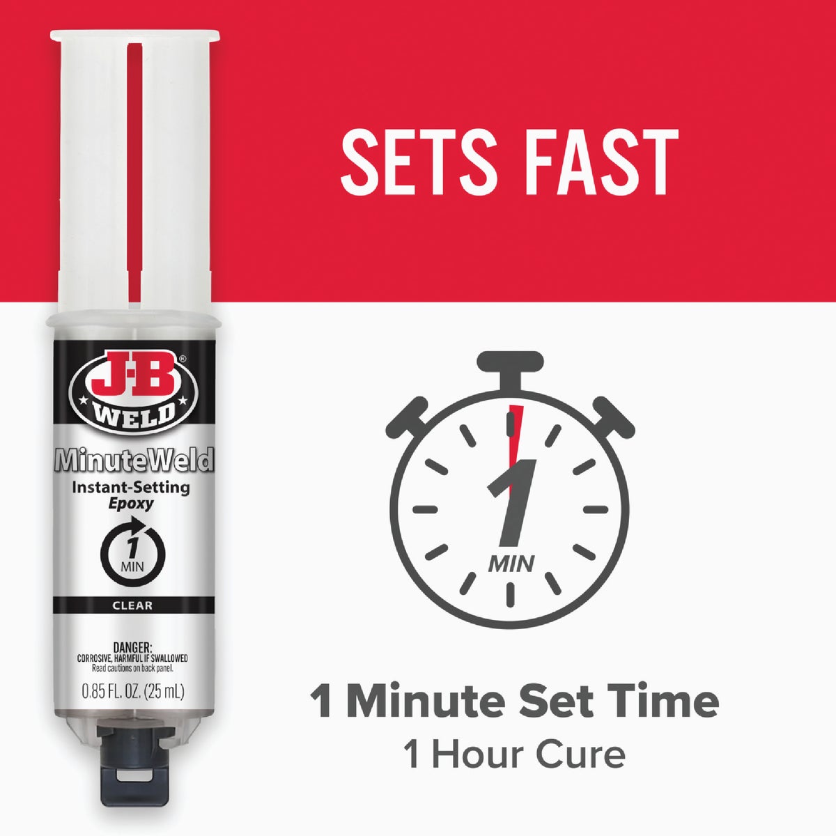 J-B Weld 0.85 Oz. MinuteWeld Epoxy, Syringe Image 5