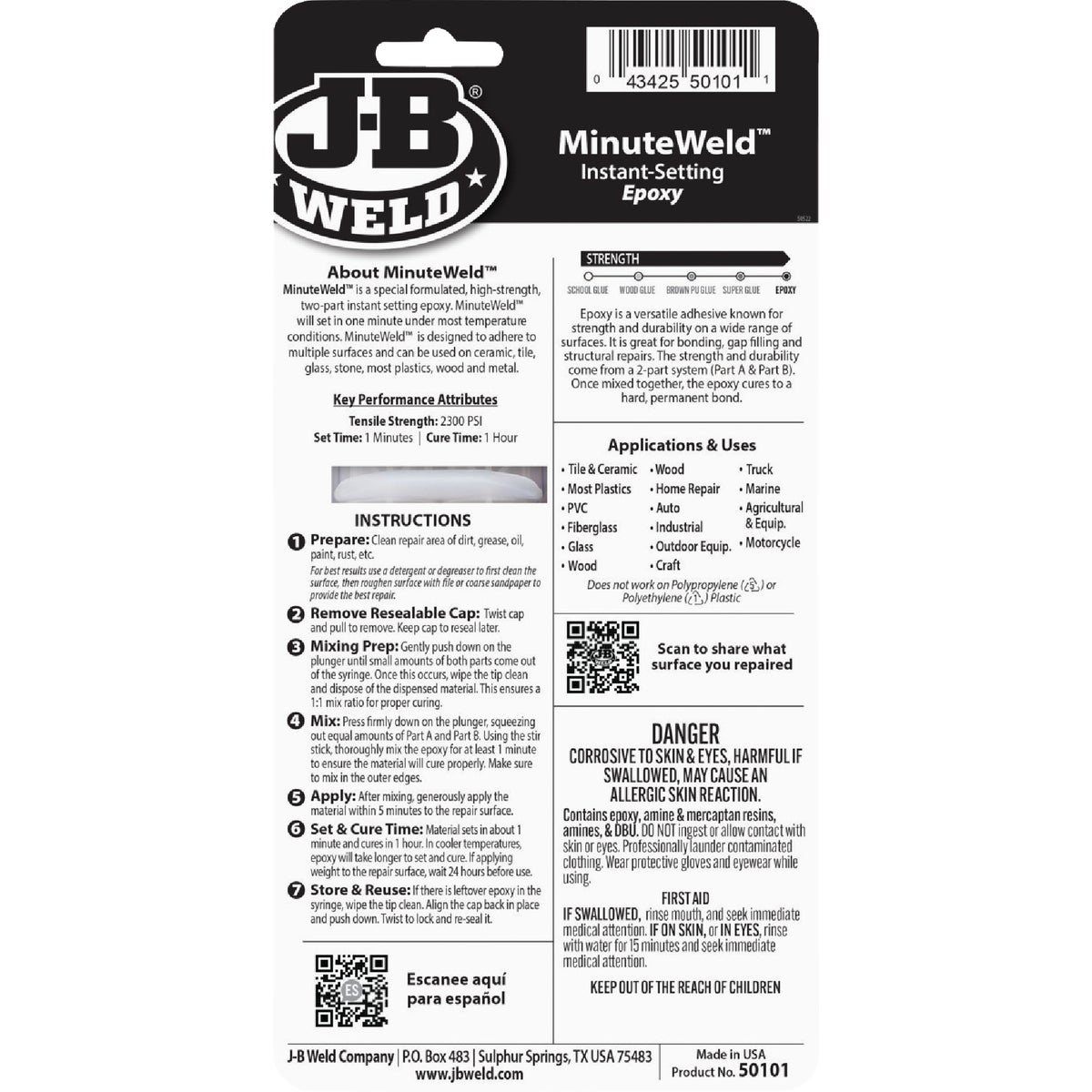 J-B Weld 0.85 Oz. MinuteWeld Epoxy, Syringe Image 7
