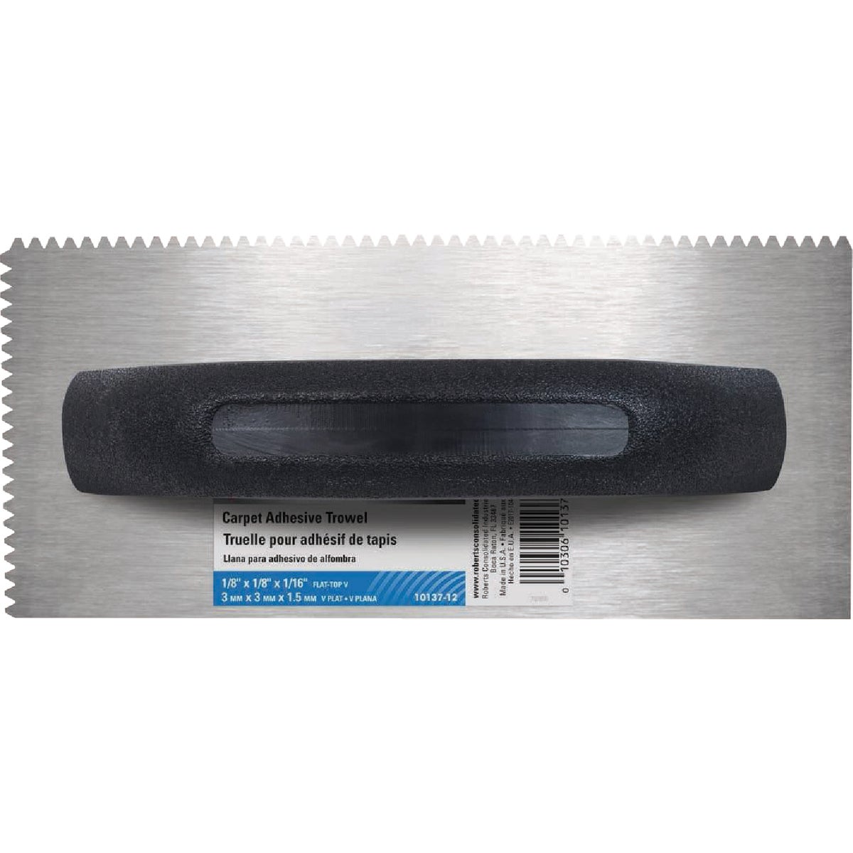 Roberts 9 In. x 1/8 In. x 1/16 In.  Steel Economy Flat Top V-Notched Trowel Image 6