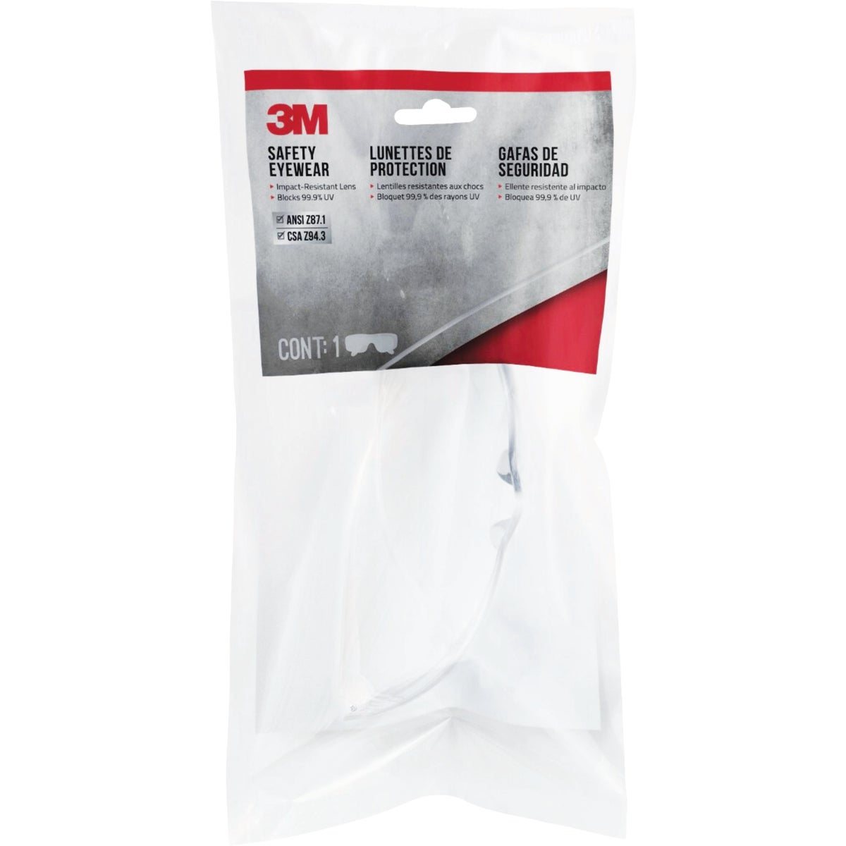 3M Clear Frame Safety Glasses with Anti-Scratch Clear Lenses Image 7
