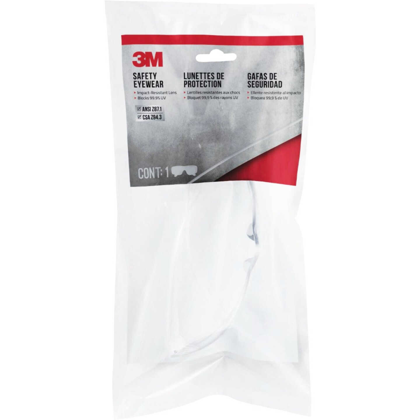 3M Clear Frame Safety Glasses with Anti-Scratch Clear Lenses Image 7