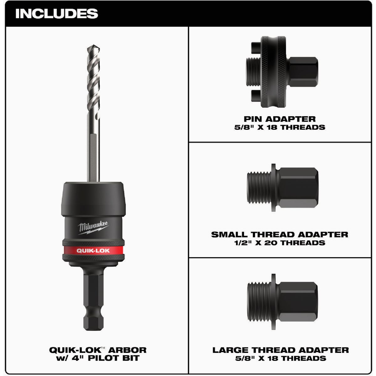 Milwaukee Quik-Lok 3/8 In. Arbor Set (5-Piece) Image 3