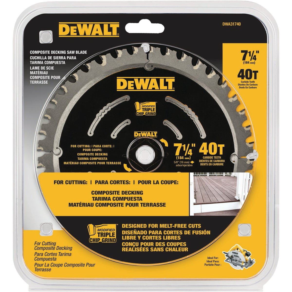 DEWALT 7-1/4 In. 40-Tooth Composite Decking Circular Saw Blade