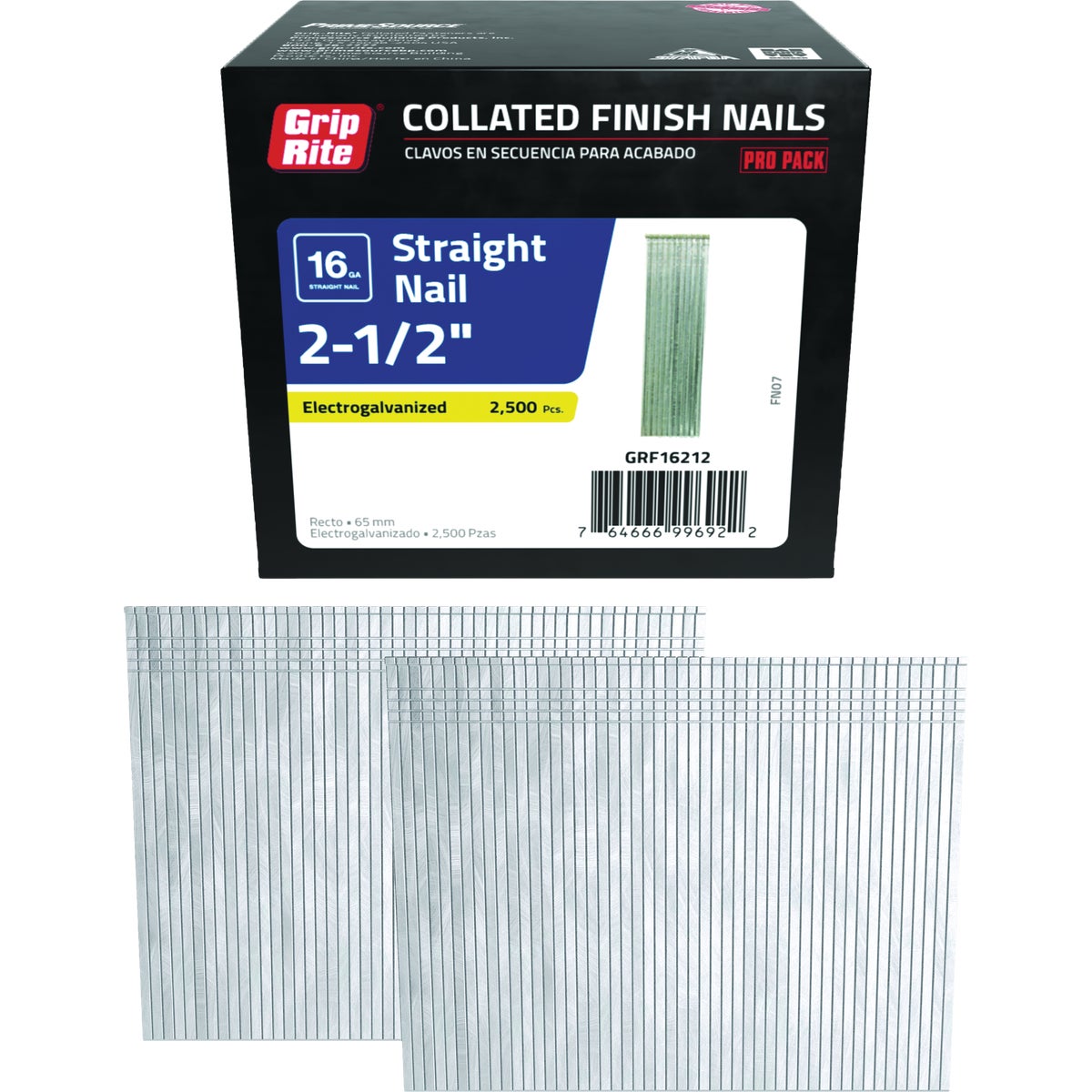Grip-Rite 2-1/2 In. 16 ga Electrogalvanized Straight Collated Finishing Nail (2500-Count) Image 1