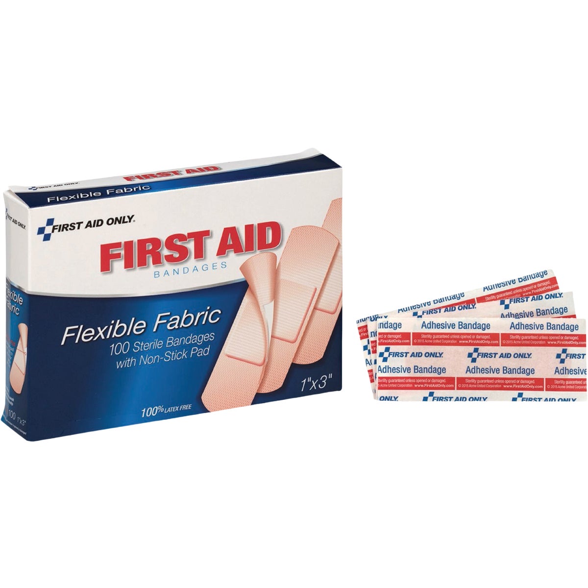First Aid Only 1 In. x 3 In. Fabric Bandages (100-Count)