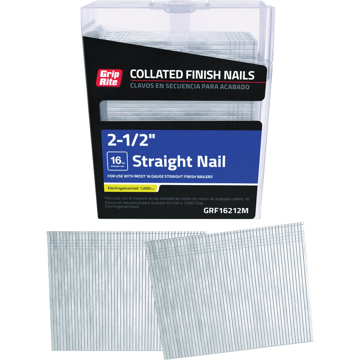Grip-Rite 2-1/2 In. 16 ga Electrogalvanized Straight Collated Finishing Nail (1000-Count) Image 1