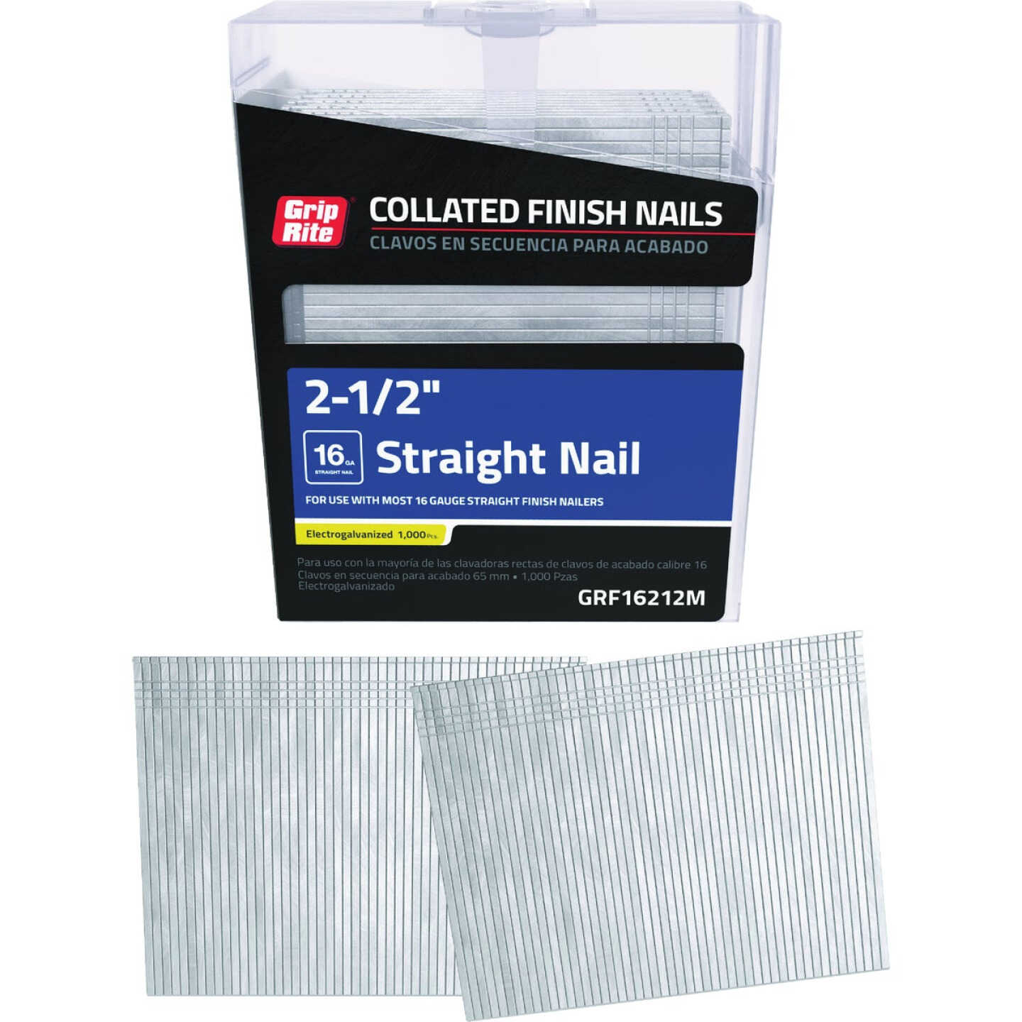 Grip-Rite 2-1/2 In. 16 ga Electrogalvanized Straight Collated Finishing Nail (1000-Count) Image 1