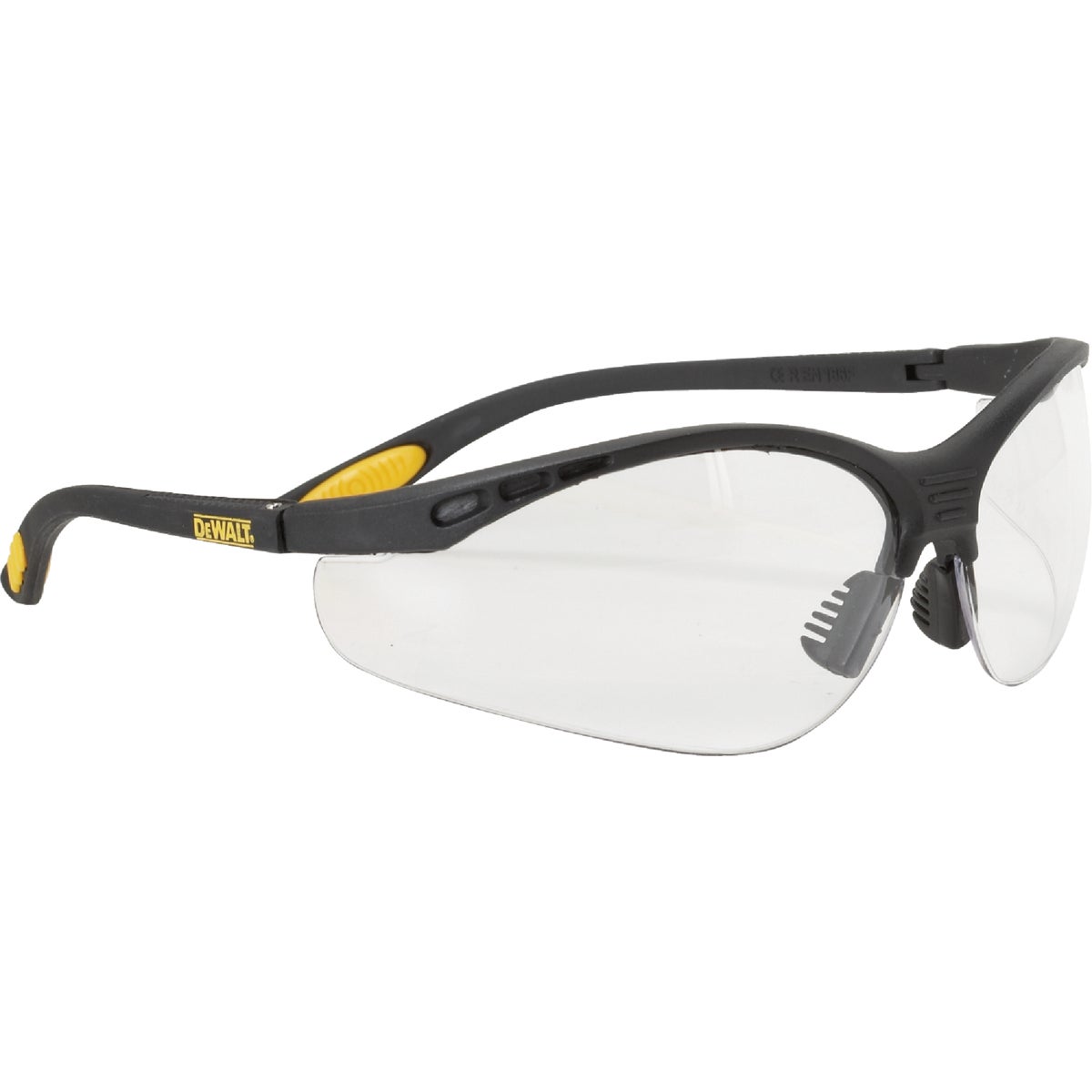 DEWALT Reinforcer Black/Yellow Frame Safety Glasses with Clear Lenses