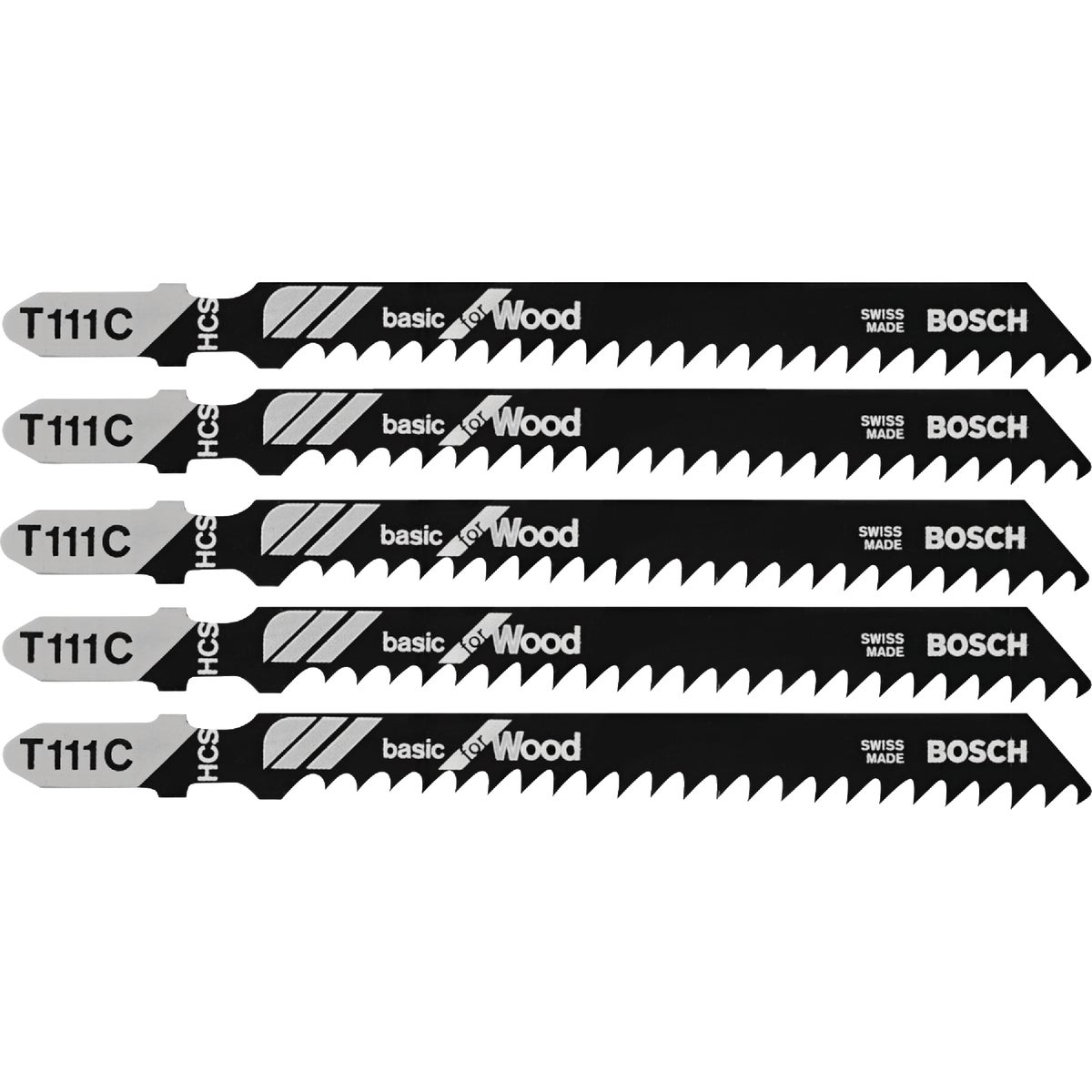 Bosch 4 In. x 8 TPI T-Shank HCS Jig Saw Blade for Wood (5-Pack) Image 1