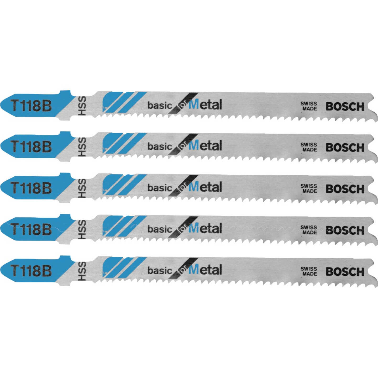 Bosch 3-5/8 In. x 11-14 TPI T-Shank HSS Jig Saw Blade for Metal (5-Pack) Image 1