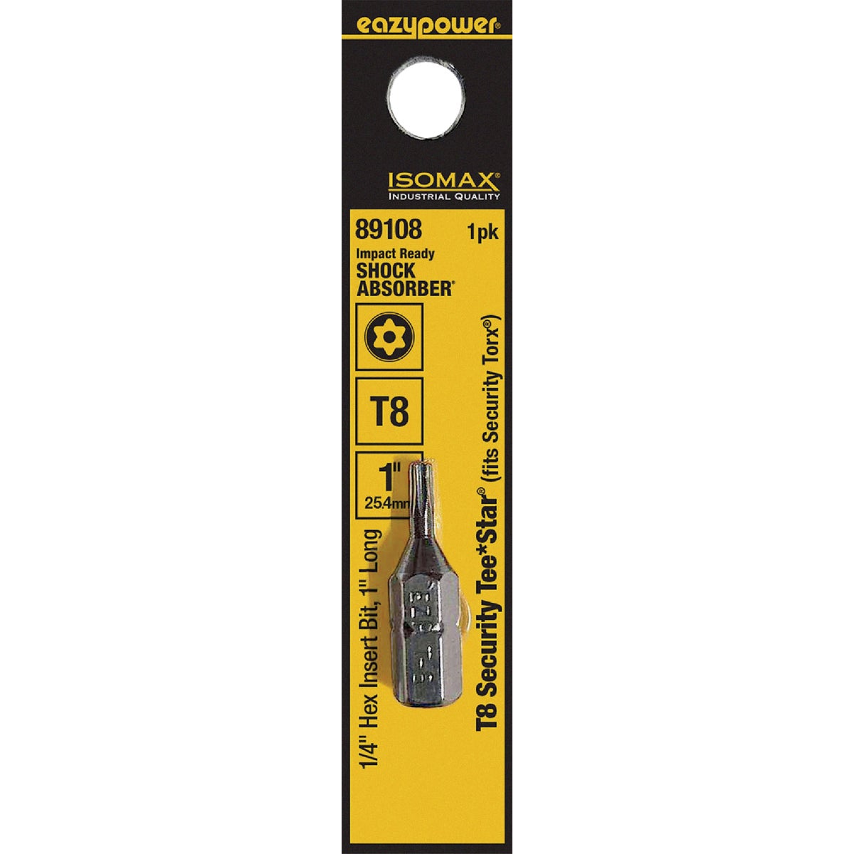 Eazypower Corporation Tamperproof Torx Security T8 1 In. 1/4 In. Hex Screwdriver Bit