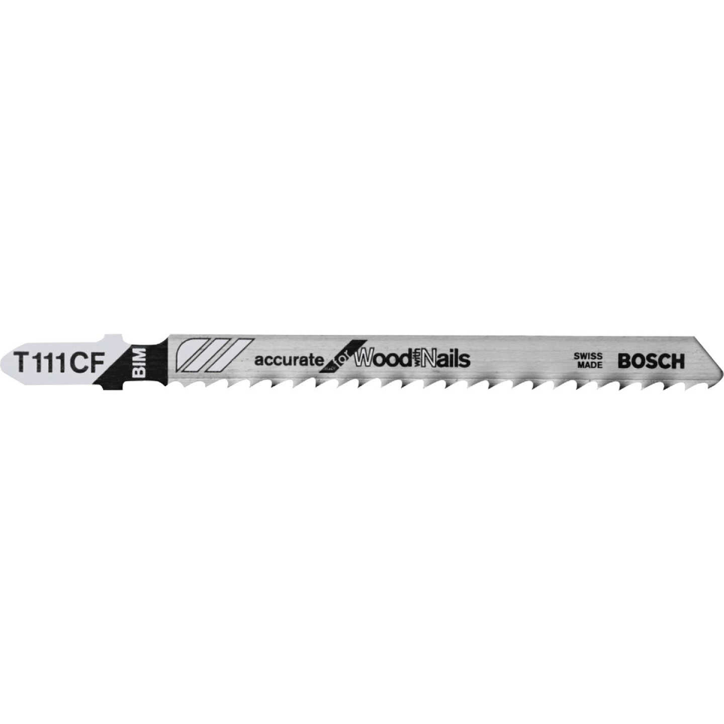 Bosch 4 In. x 8 TPI T-Shank Bi-Metal Jig Saw Blade for Nail-Embedded Wood (5-Pack) Image 1