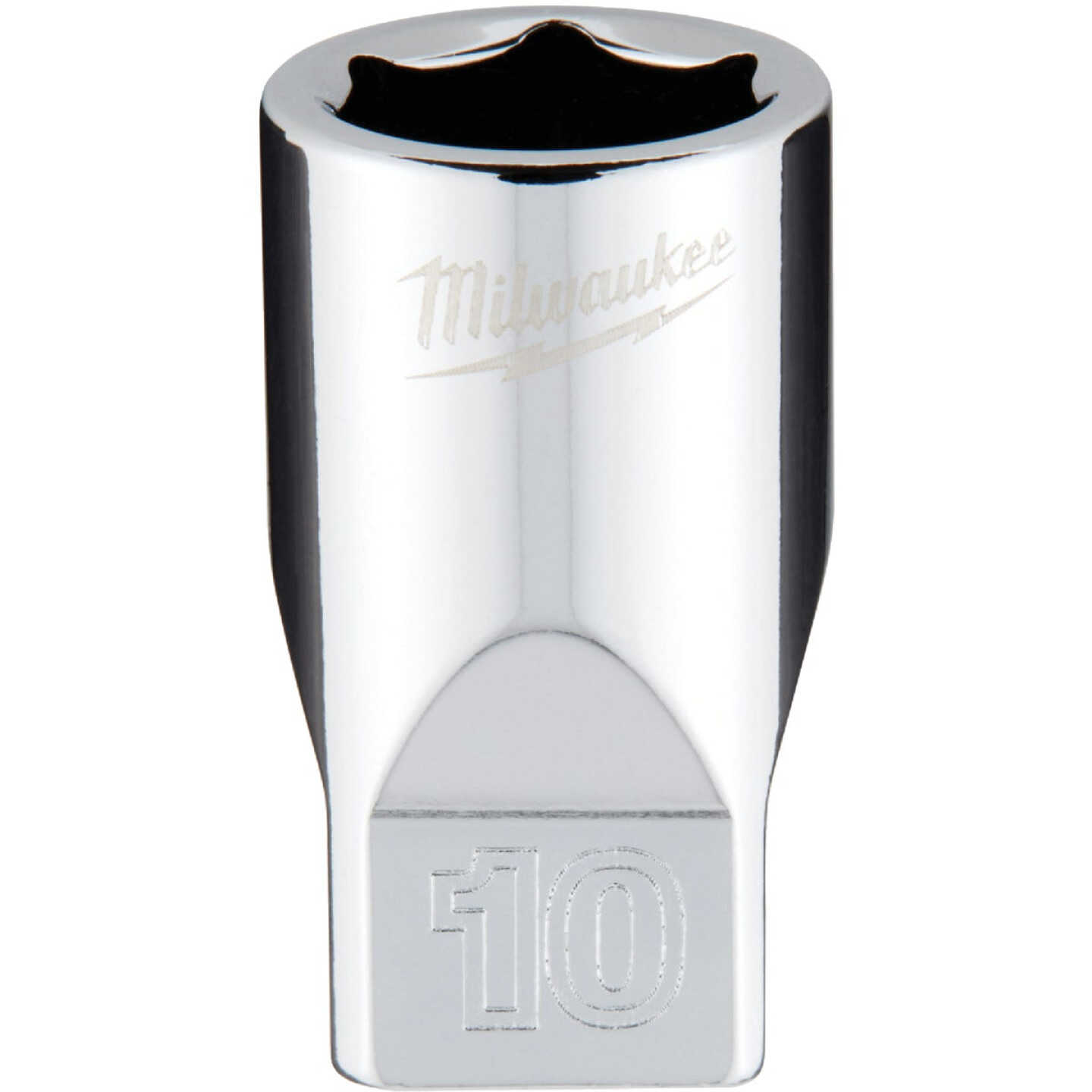 Milwaukee 1/4 In. Drive 10 mm 6-Point Shallow Metric Socket with FOUR FLAT Sides Image 1