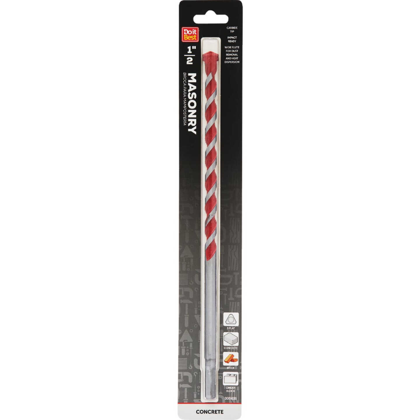 Do it Best 1/2 In. x 12 In. Impact Ready Carbide Masonry Drill Bit Image 1