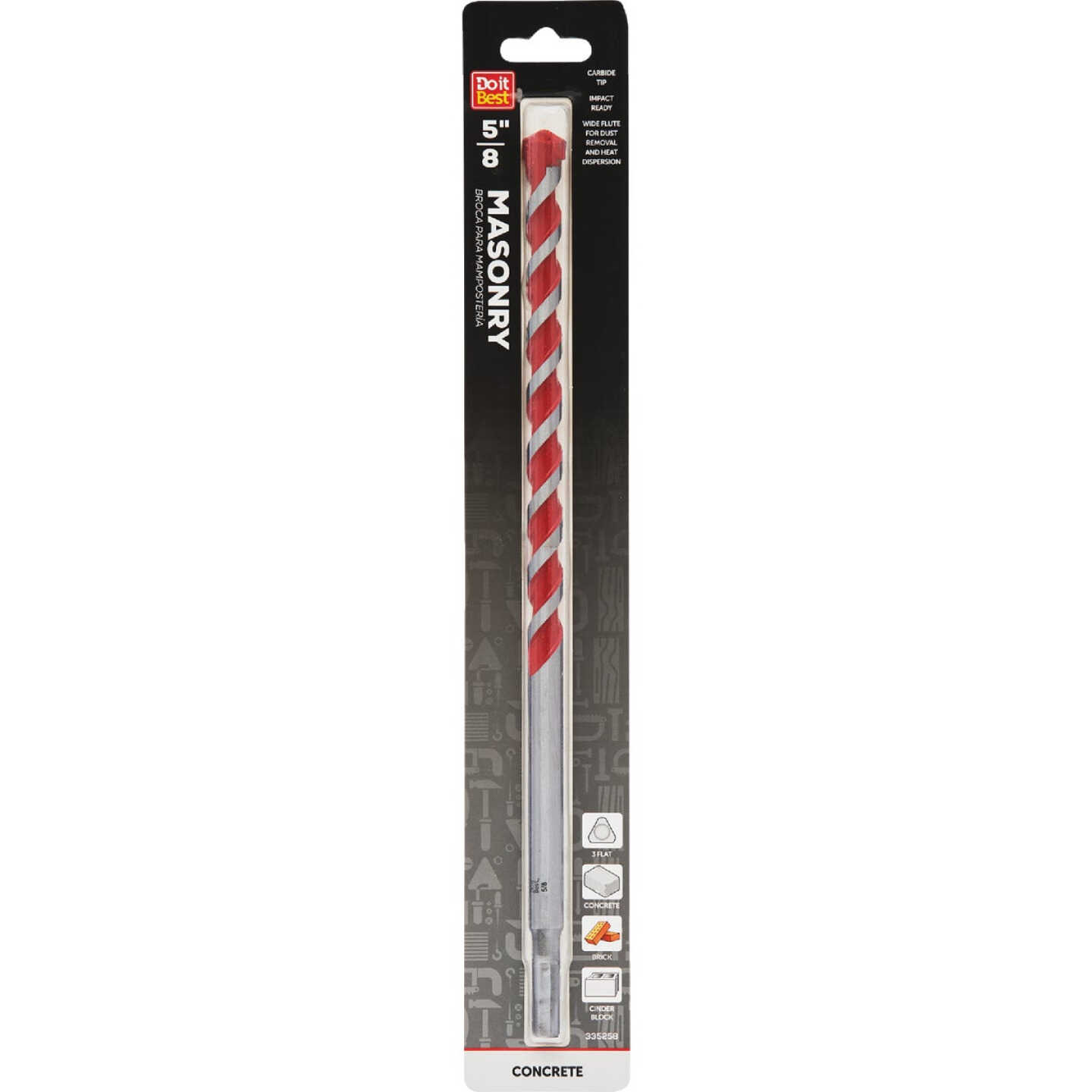 Do it Best 5/8 In. x 12 In. Impact Ready Carbide Masonry Drill Bit Image 1
