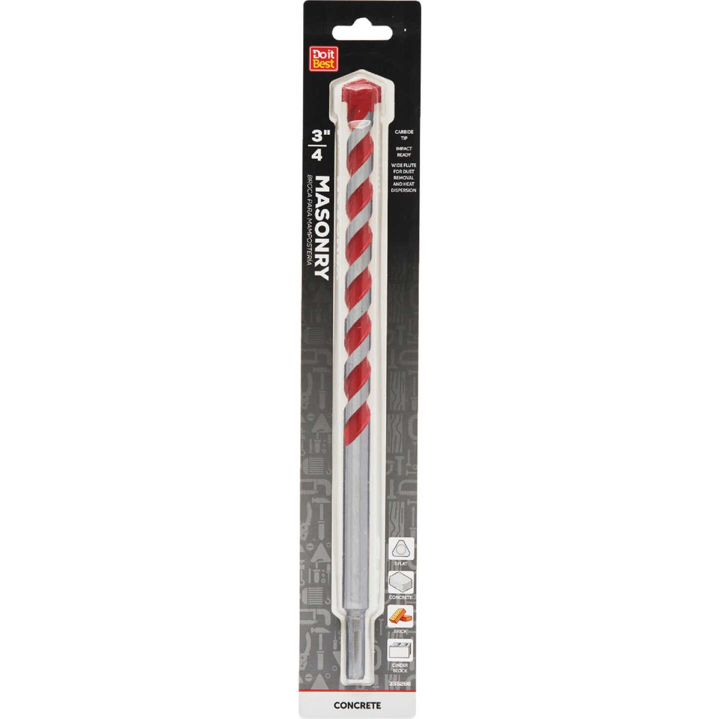 Do it Best 3/4 In. x 12 In. Impact Ready Carbide Masonry Drill Bit Image 1