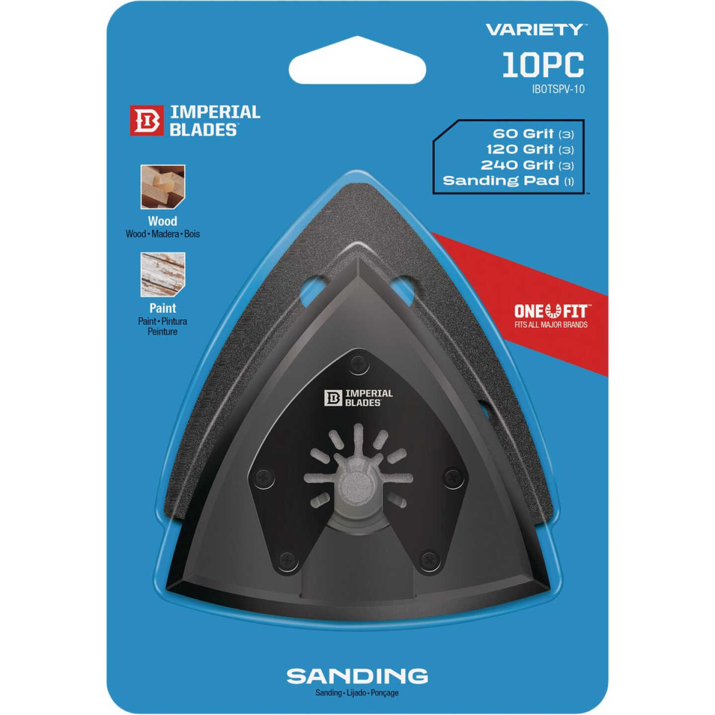 Imperial Blades ONE FIT 60/120/240 Grit Triangle Sandpaper Variety Pack with Sanding Pad (10-Pack) Image 3