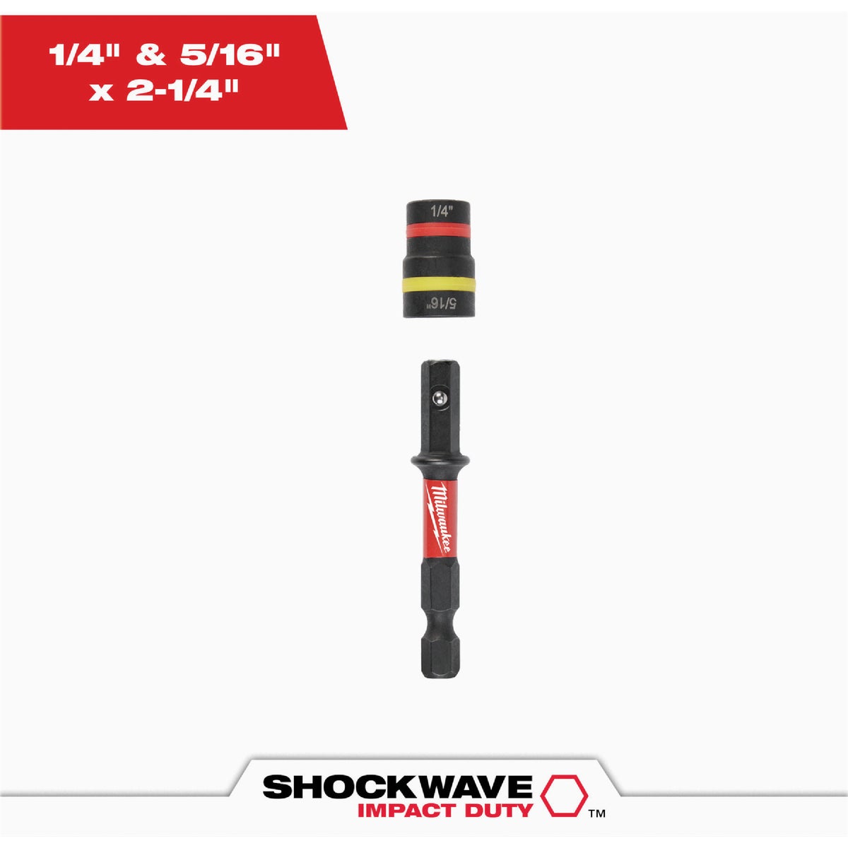 Milwaukee SHOCKWAVE QUIK-CLEAR 2-in-1 1/4 In. & 5/16 In. x 2-1/4 In. Impact Duty Magnetic Nut Driver