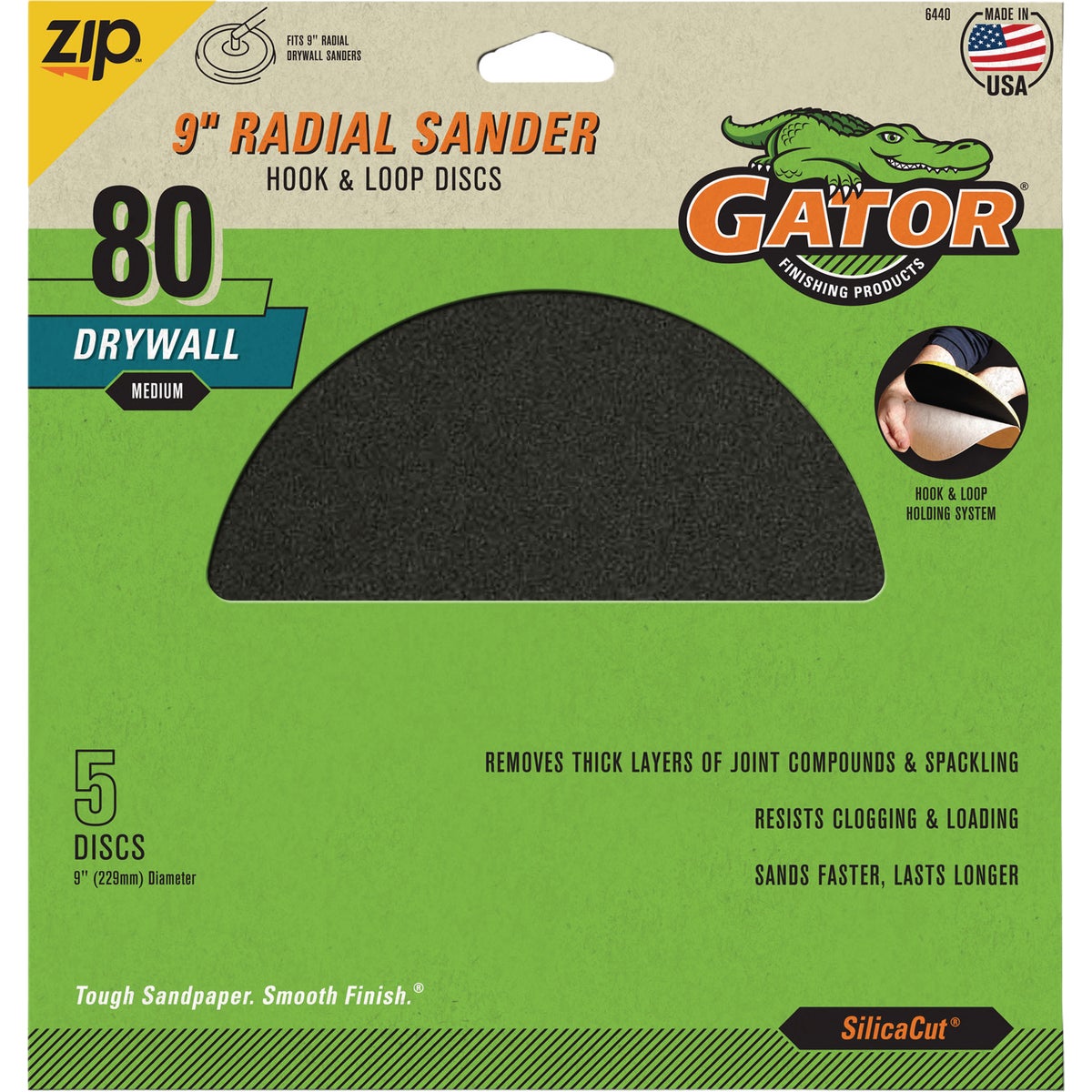 Gator SilicaCut 9 In. 80-Grit Hook & Loop Drywall Sanding Disc (5-Pack)