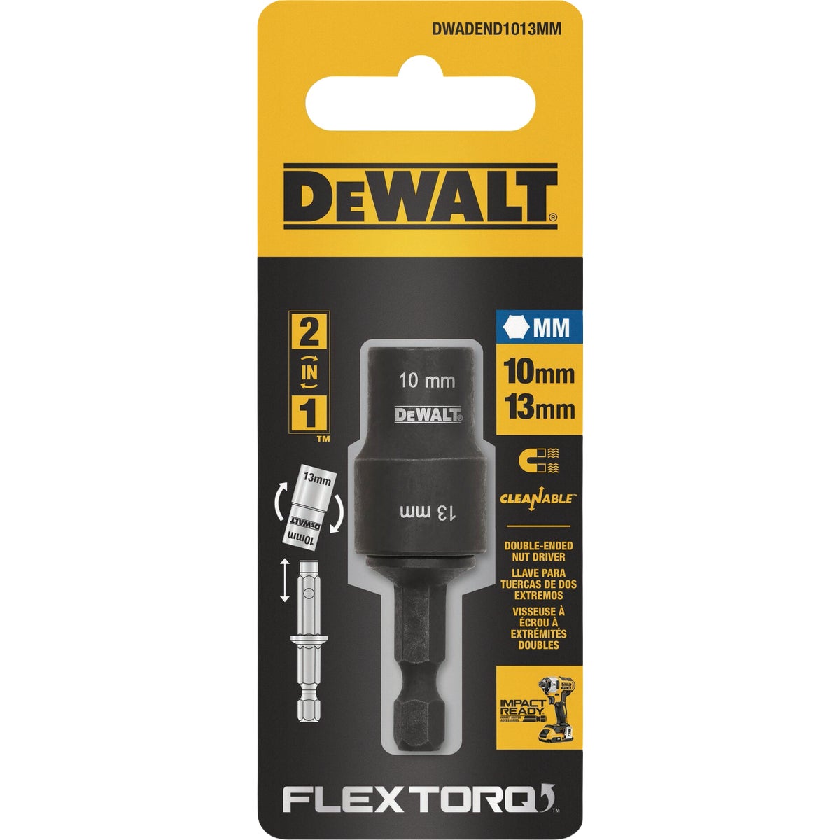 DEWALT Flextorq 10 mm & 13 mm x 2 In. Black Oxide Double-Ended Nut Driver Image 2