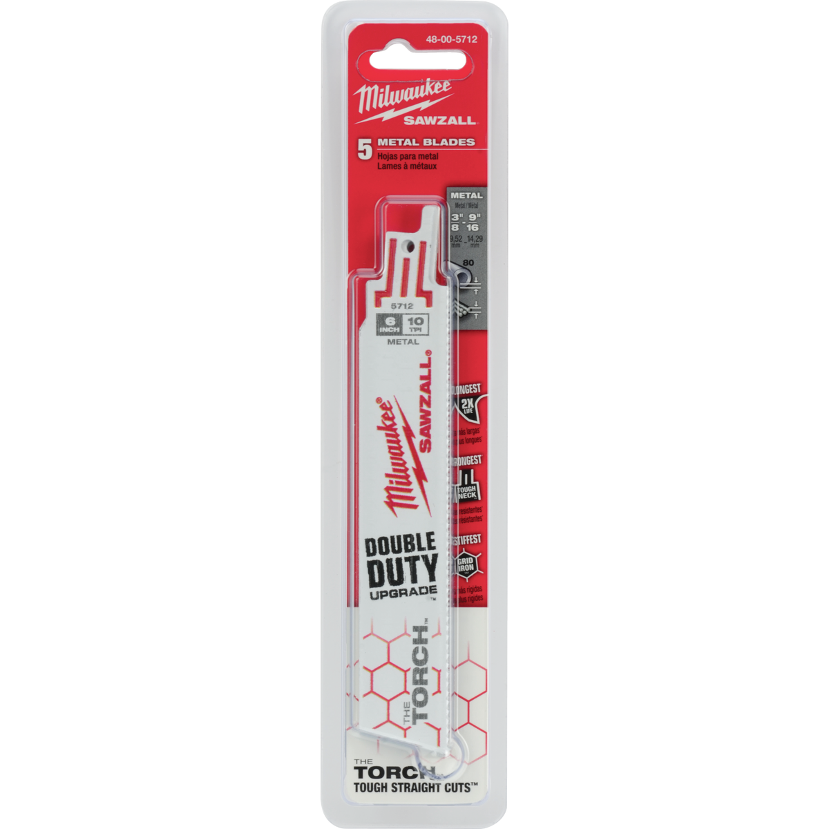 Milwaukee SAWZALL The TORCH 6 In. 10 TPI Metal Demolition Reciprocating Saw Blade (5-Pack) Image 2