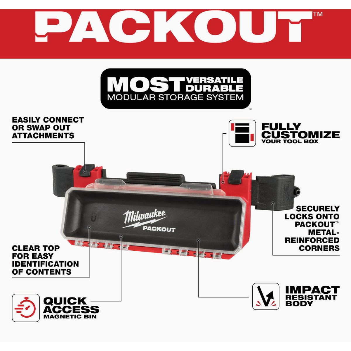 Milwaukee Magnetic Bin Attachment for PACKOUT Tool Box Image 2
