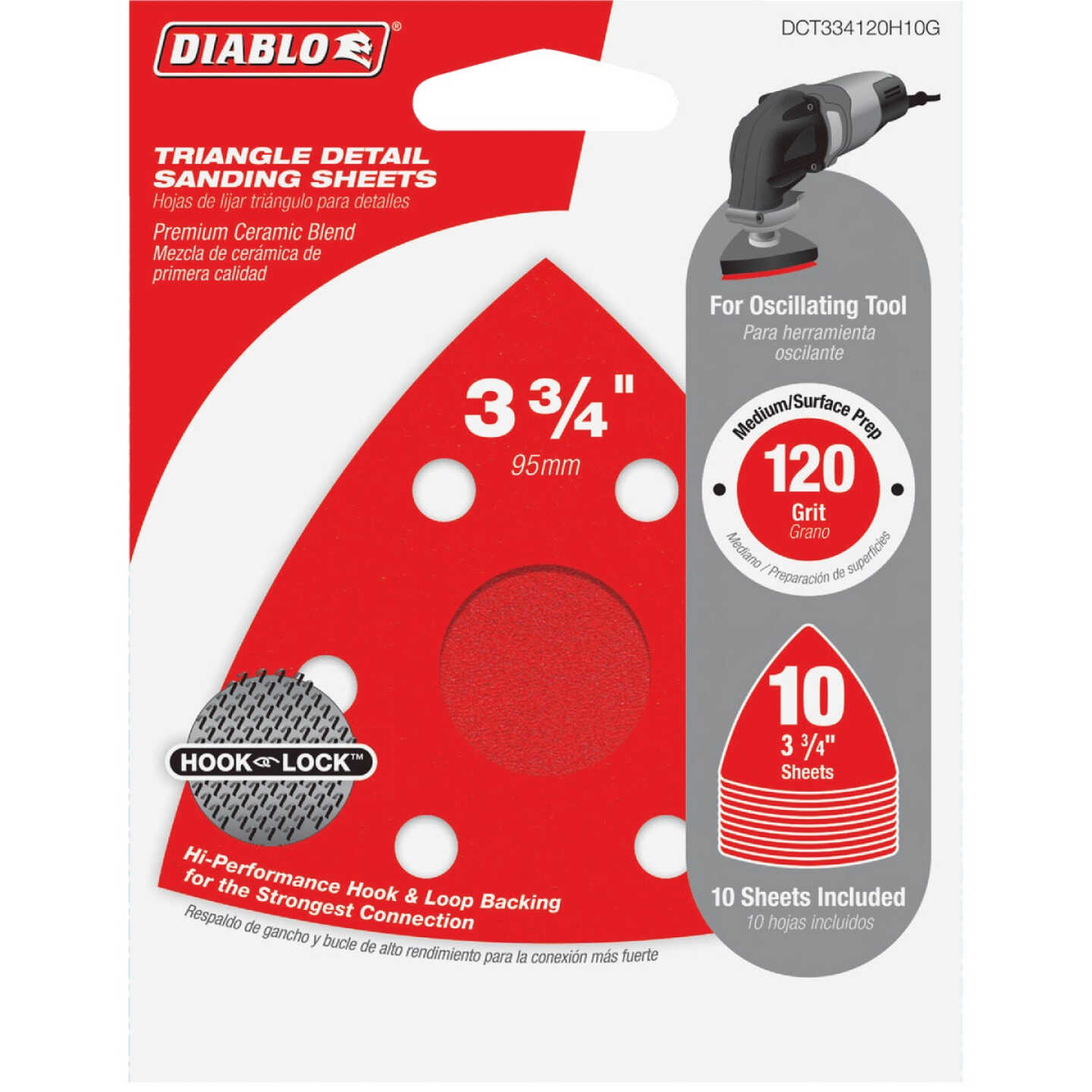 Diablo 220-Grit (Fine) 3-1/2 In. Oscillating Detail Triangle Sanding Sheets (10-Pack) Image 1