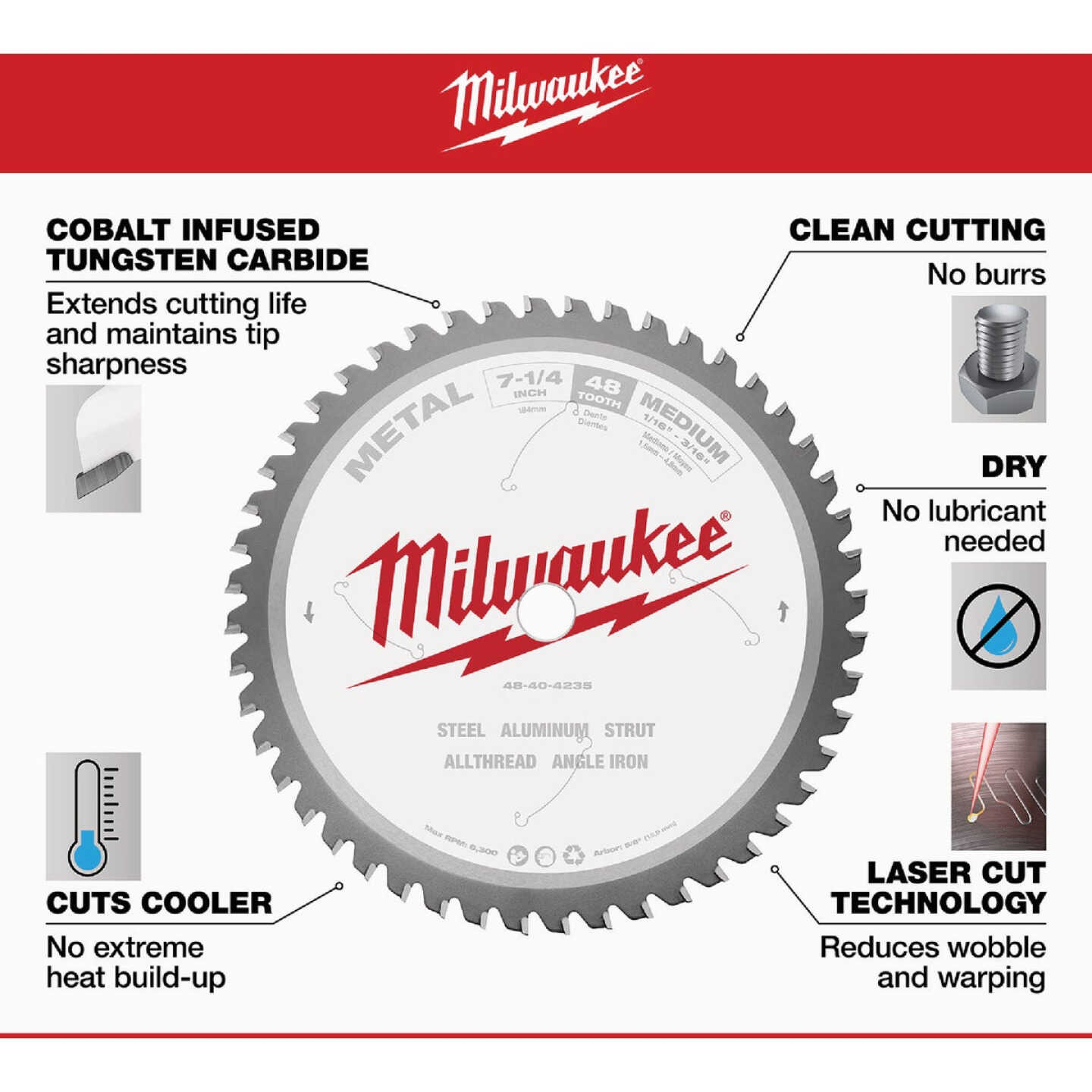 Milwaukee 7-1/4 In. 48-Tooth Metal Circular Saw Blade Image 4