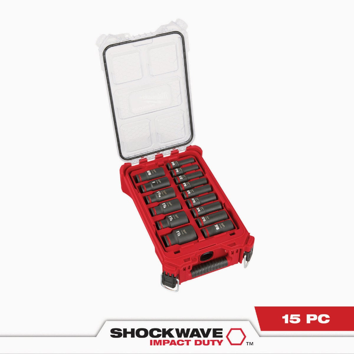 Milwaukee SHOCKWAVE Standard 1/2 In. Drive 6-Point Deep Impact Driver Set with PACKOUT Organizer (15-Piece) Image 3