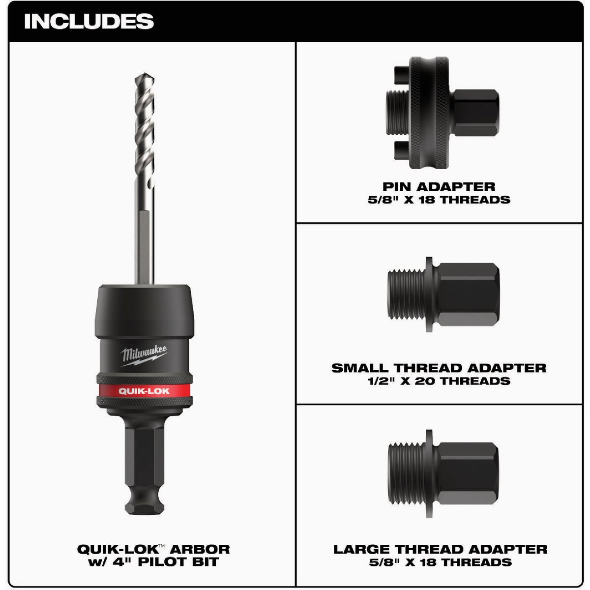 Milwaukee Quik-Lok 7/16 In. Arbor Set (5-Piece) Image 3