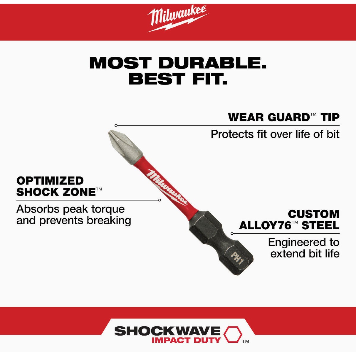 Milwaukee SHOCKWAVE #2 Square 2 In. Impact Duty Screwdriver Bit (2-Pack) Image 2