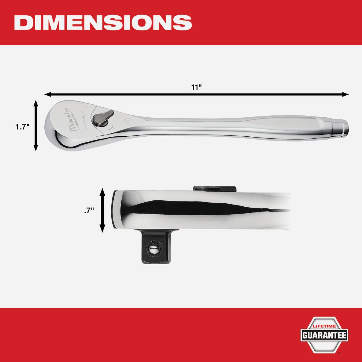 Milwaukee 1/2 In. Drive 90-Tooth Ratchet Image 4
