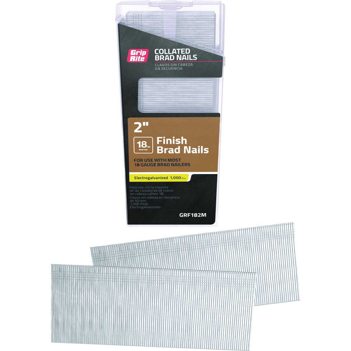 Grip-Rite 2 In. 18 ga Electrogalvanized Collated Brad Nail (1000-Count) Image 1