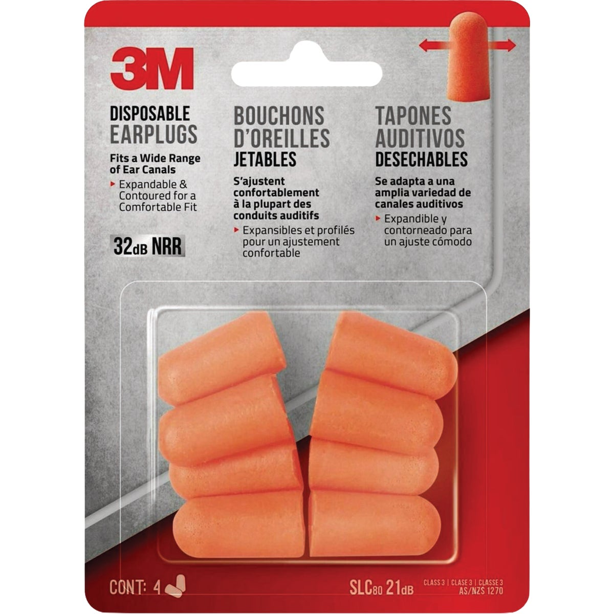 3M Disposable Earplugs (4-Pair) Image 1