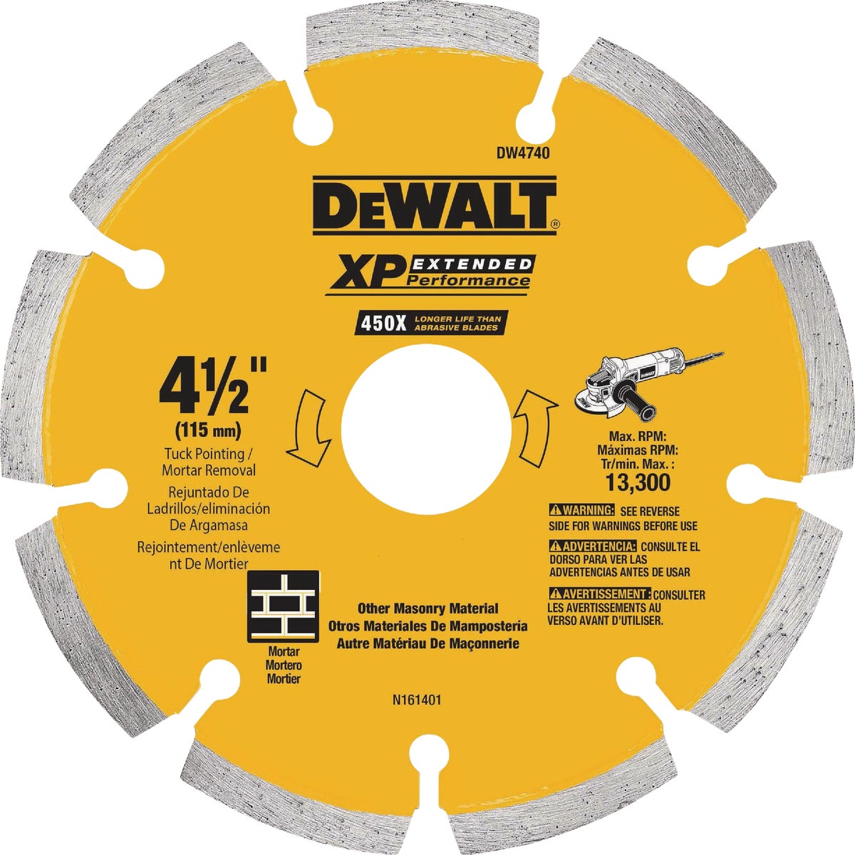 DEWALT XP 4-1/2 In. x 0.250 In. Tuck Point Diamond Blade Image 1