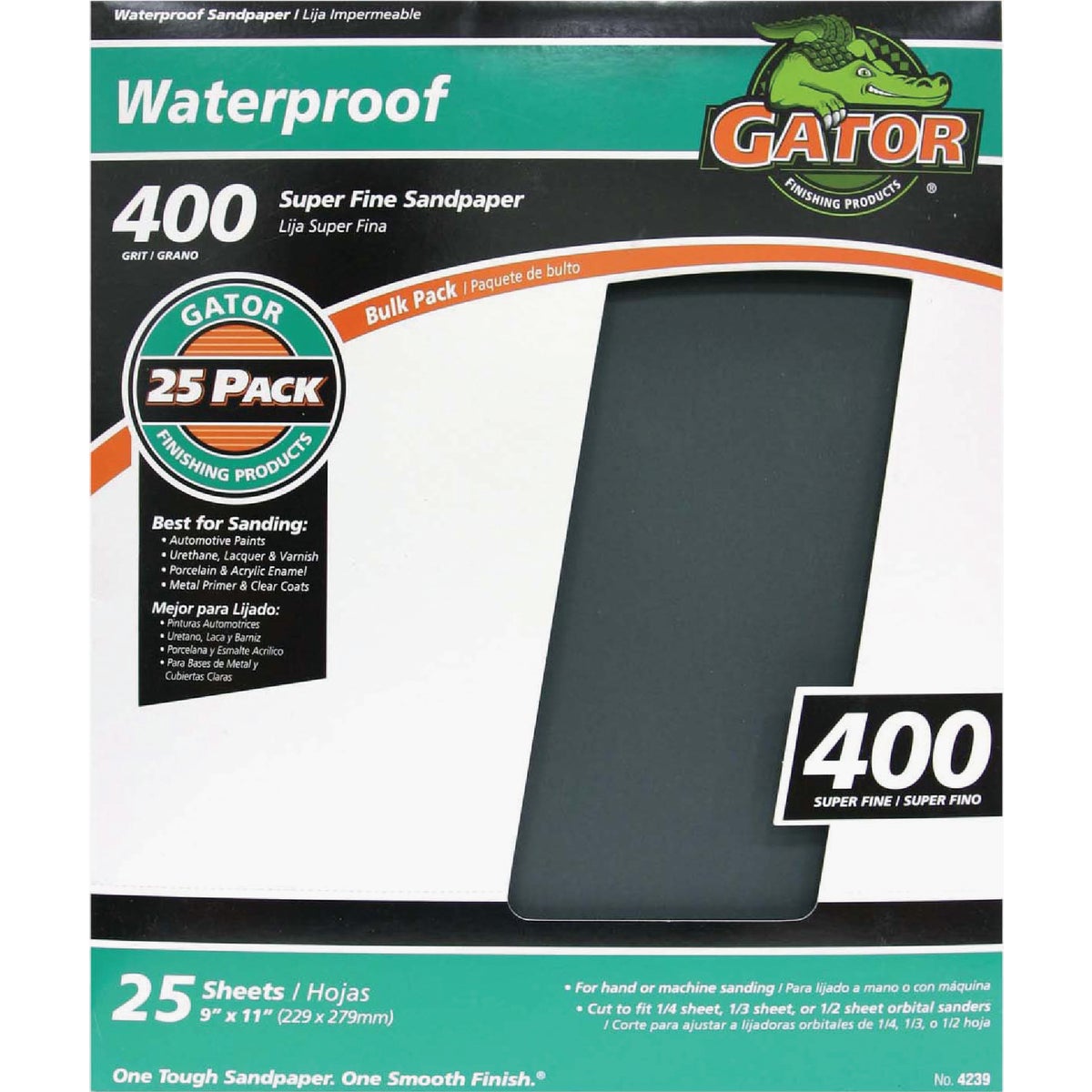 Gator Blade Waterproof 9 In. x 11 In. 400 Grit Super Fine Sandpaper (25-Pack)