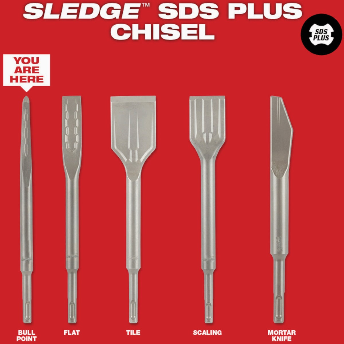 Milwaukee SDS Plus SLEDGE 10 In. Bull Point Chisel Image 5