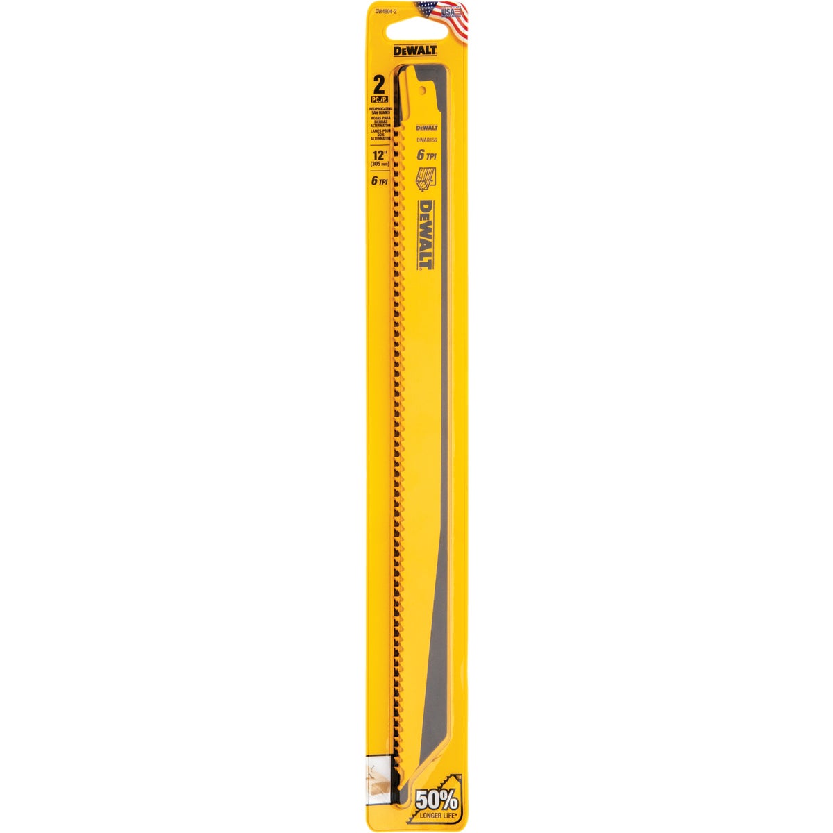 DEWALT 12 In. 6 TPI Taper Back Bi-Metal Reciprocating Saw Blade (2-Pack) Image 5