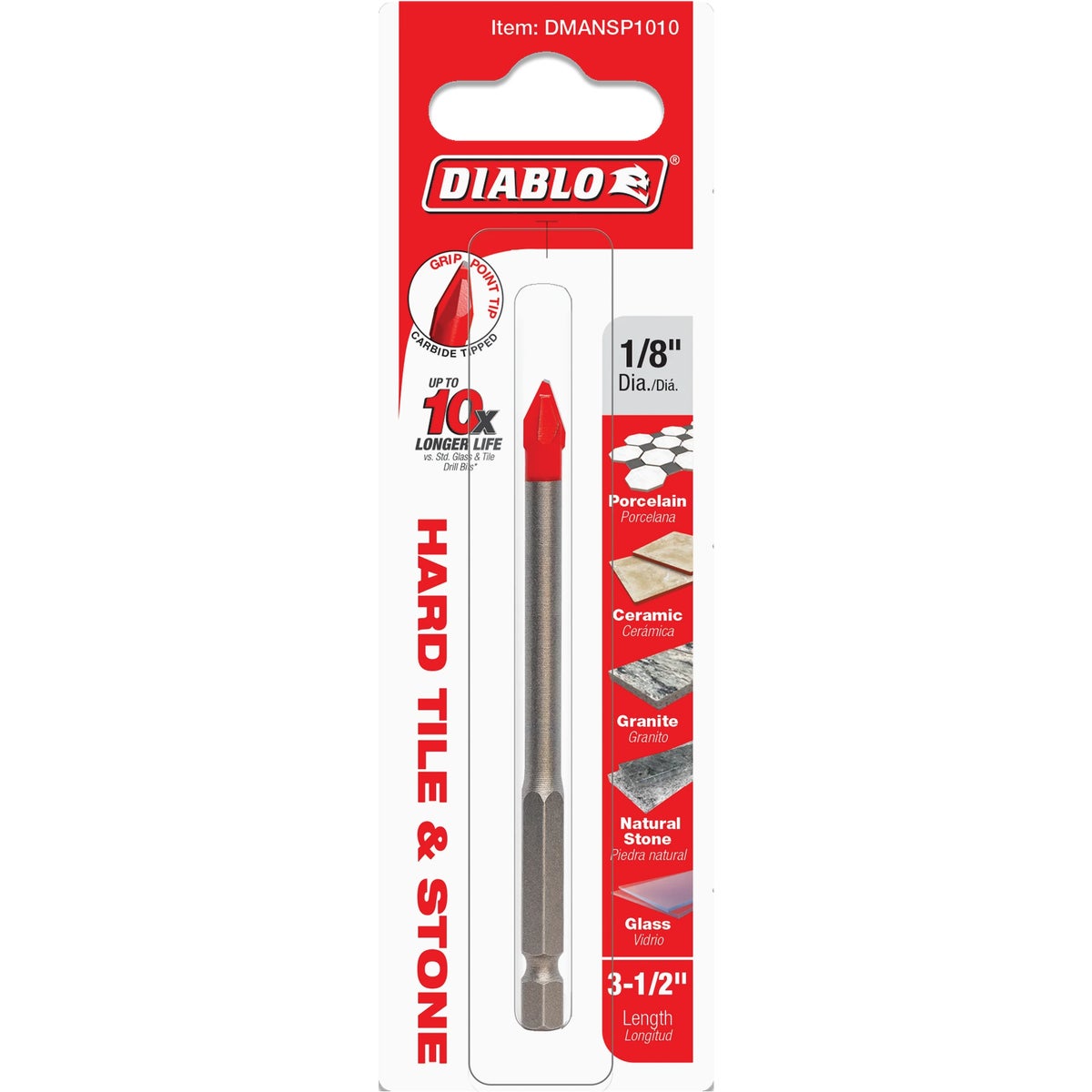 Diablo 1/8 In. x 3-1/2 In. Carbide Tipped Glass, Tile & Stone Drill Bit Image 2