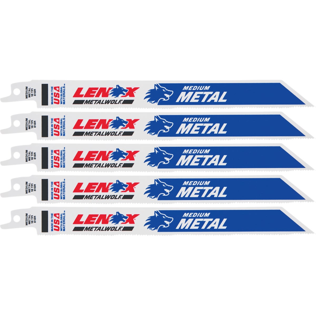 Lenox METALWOLF WAVE EDGE 8 In. 18 TPI Medium Metal Reciprocating Saw Blade (5-Pack) Image 1