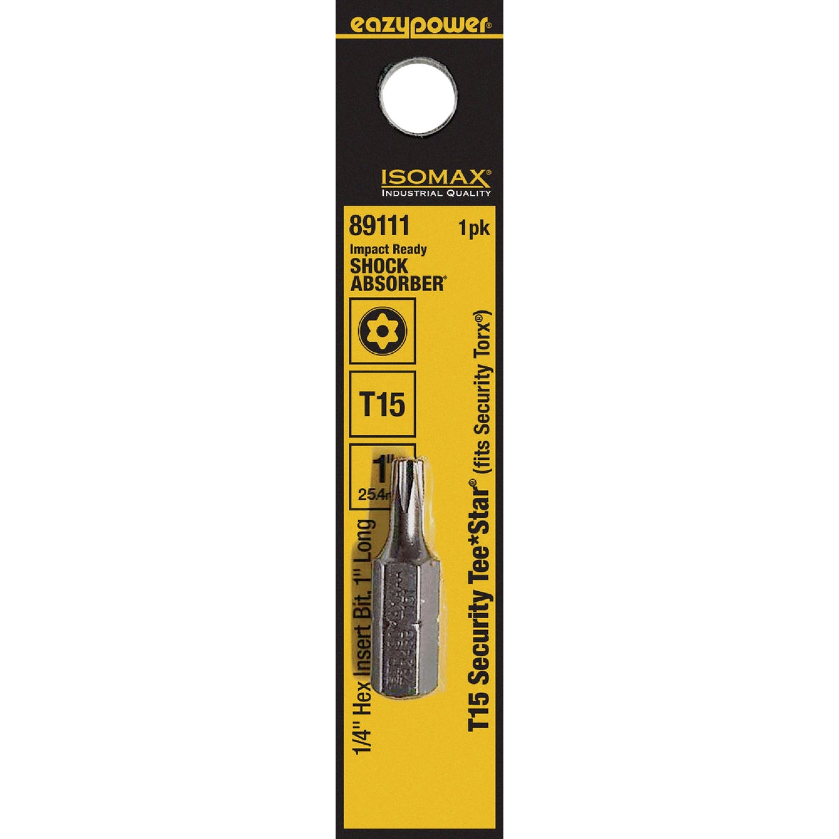 Eazypower Corporation Tamperproof Torx Security T15 1 In. 1/4 In. Hex Screwdriver Bit