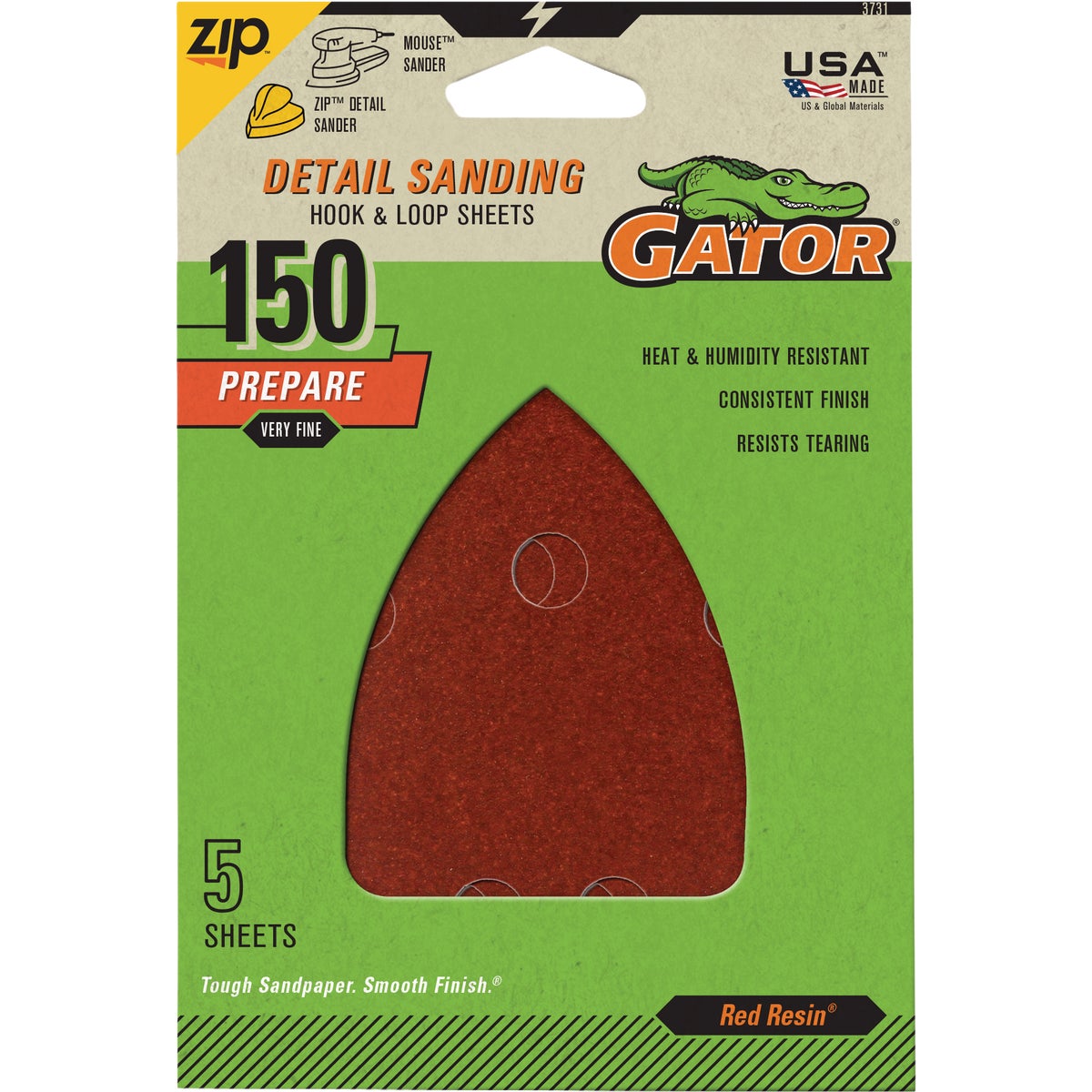 Gator 3.5 In. x 5 In. 150-Grit Mouse Sandpaper Sheet (5-Pack)
