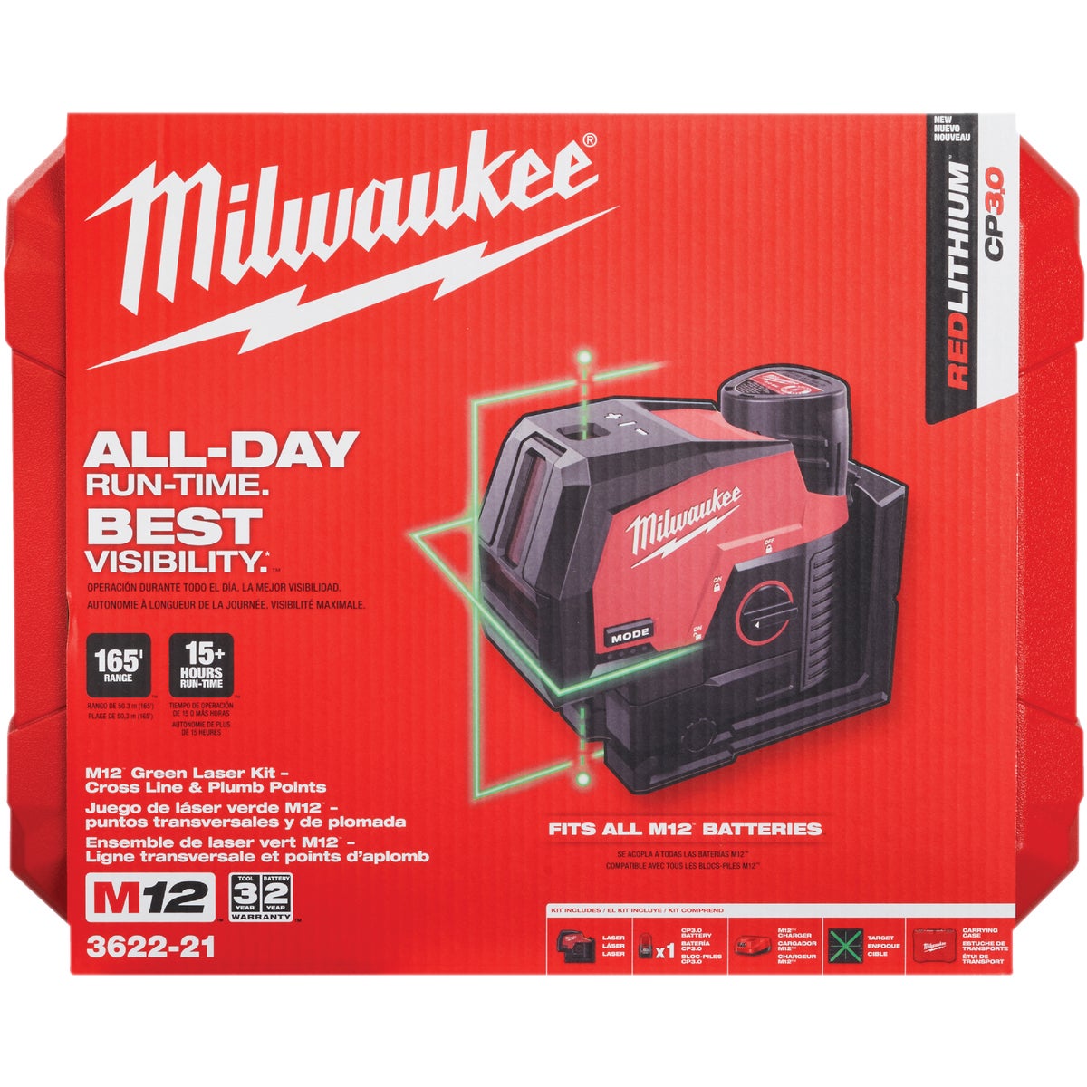Milwaukee M12 Green Cross Line & Plumb Points Laser Kit  Image 4