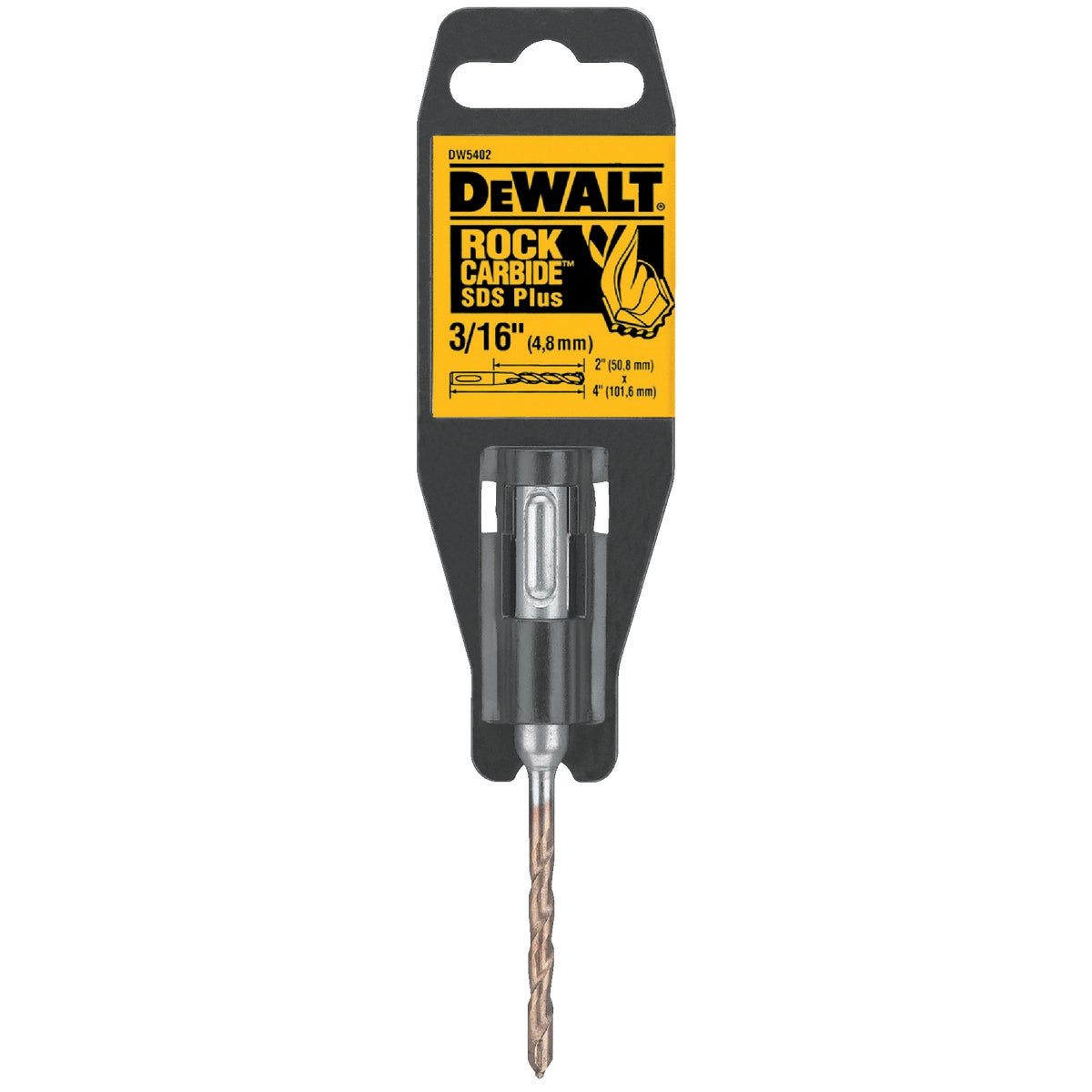 DEWALT SDS-Plus 3/16 In. x 4 In. 2-Cutter Rotary Hammer Drill Bit Image 1