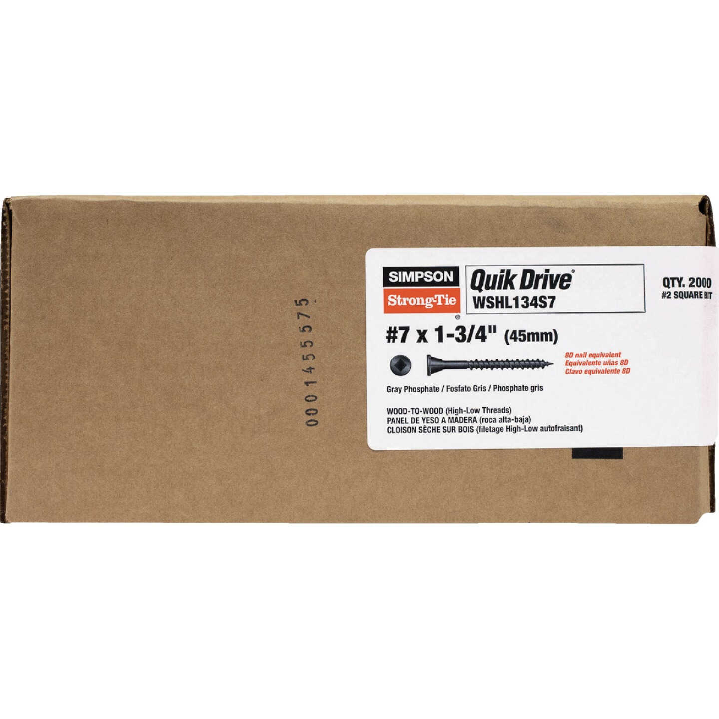 WSHL Subfloor Screw (Collated) #7 x 1-3/4 in. #2 Square Drive, Gray Phosphate (2000-Qty) Image 2